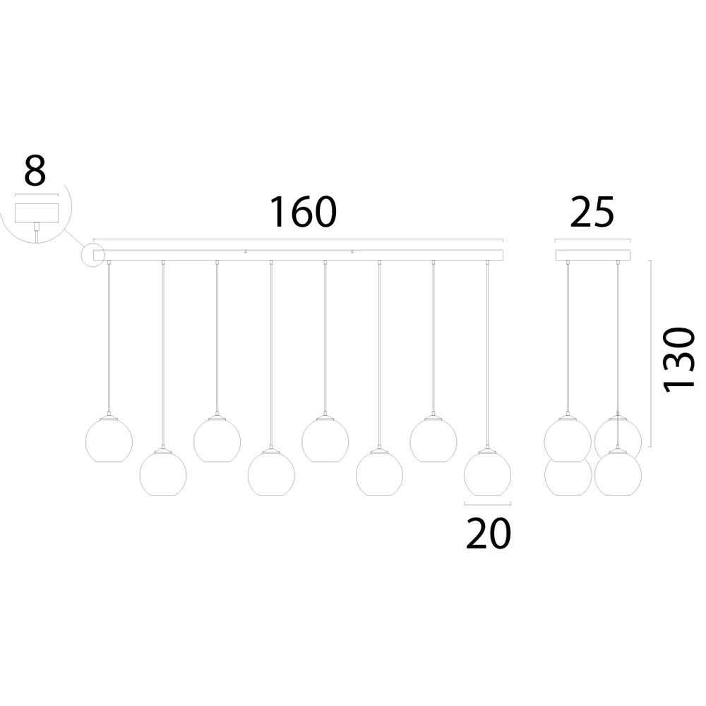 8-light pendant lamp Corda rattan Ø 20cm Masterlight 8718121353715