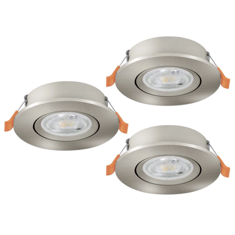 Set of 3 recessed spotlights Barranco nickel Ø 9cm - 3-step CCT