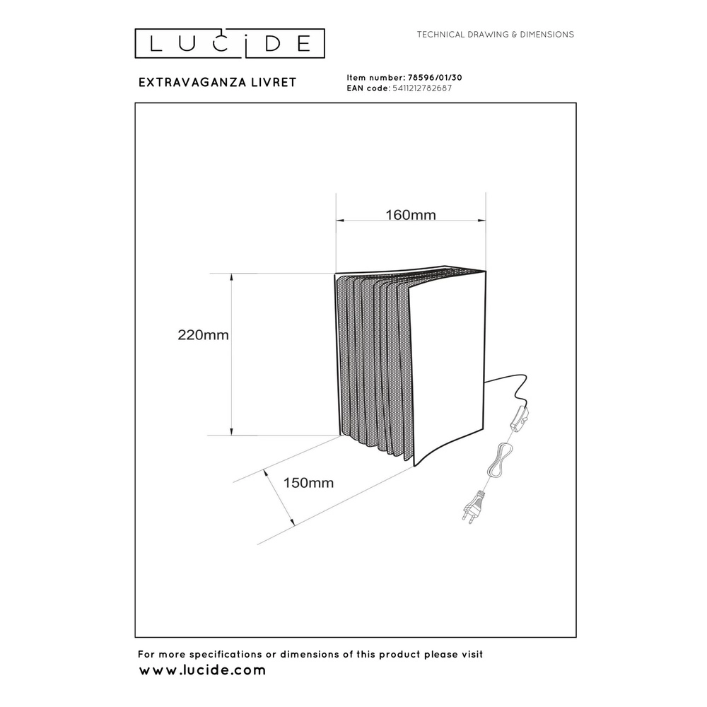 Table lamp Extravaganza Livret Book design Lucide 5411212782687