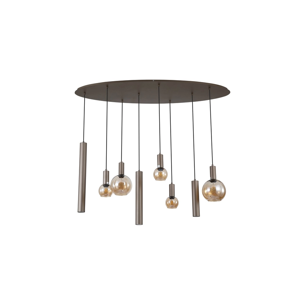 Design pendant lamp Lyon Amber glass Searchlight 5053423296371