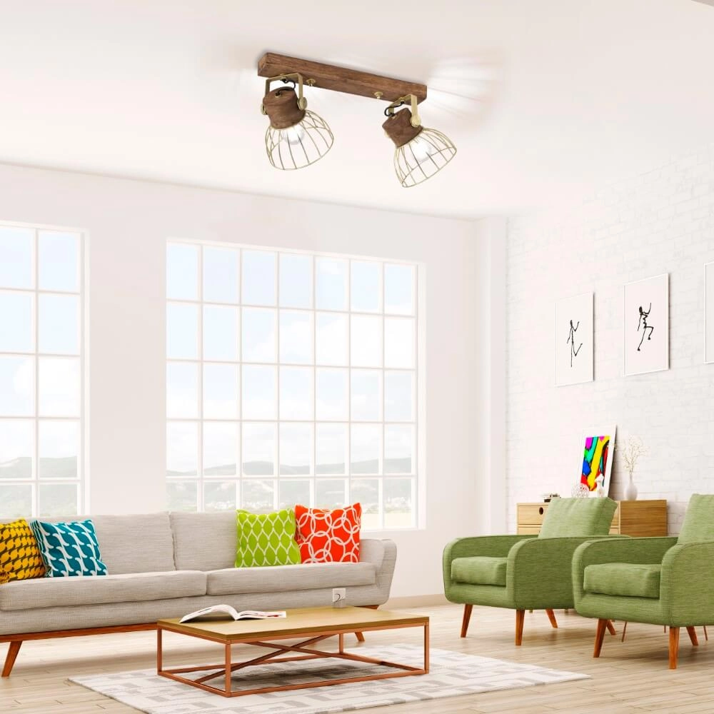 Ceiling lamp Alami Brown brass 2-lights Just Light 4043689976224