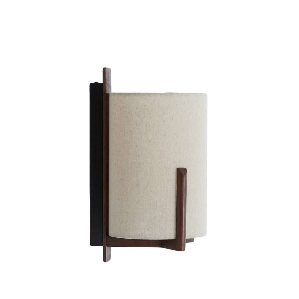 Danish design wall lamp Litto walnut brown with linen Light & Living 8717807792732
