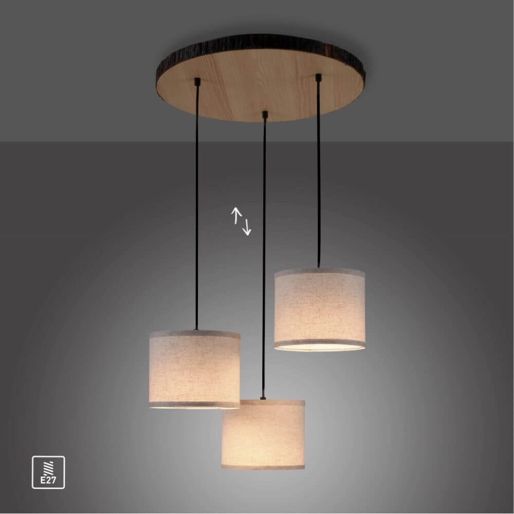 Country ceiling lamp Bark wood Just Light 4043689975937