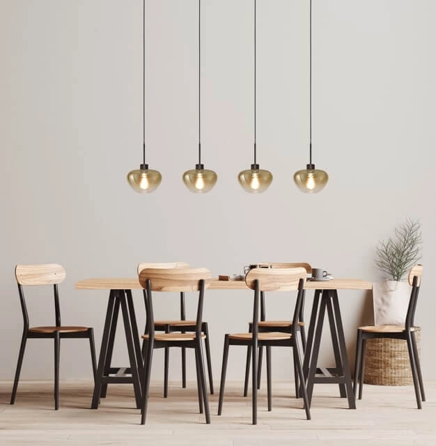 4-light pendant lamp Genua black with gold glass Ø 24cm Masterlight 8718121356969
