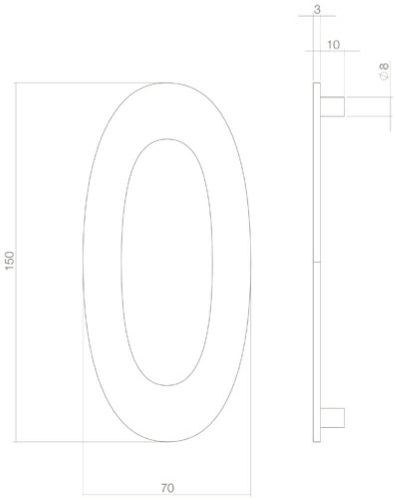 House number 0 Numbra 15cm brass Intersteel 8714186697177