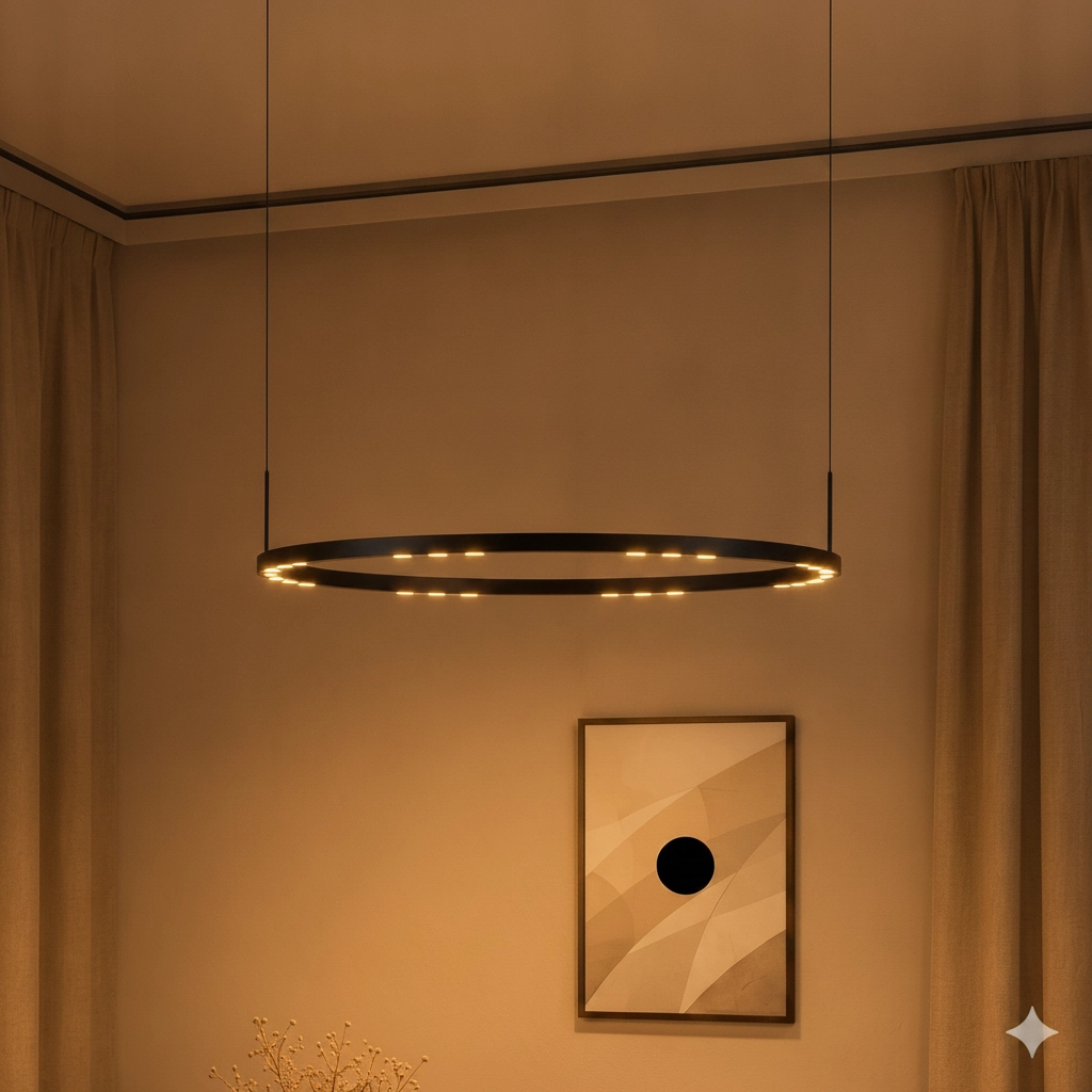 Sleek pendant lamp Lunette black Ø 80cm