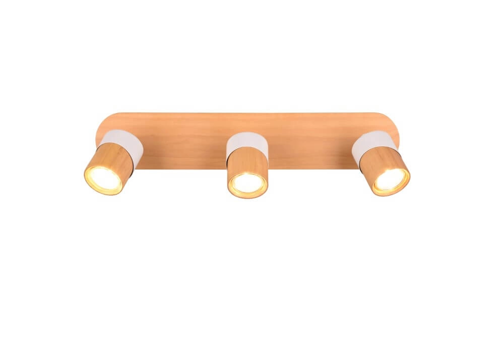 Ceiling lamp wood with white Aruni 3-light Trio 4017807565676