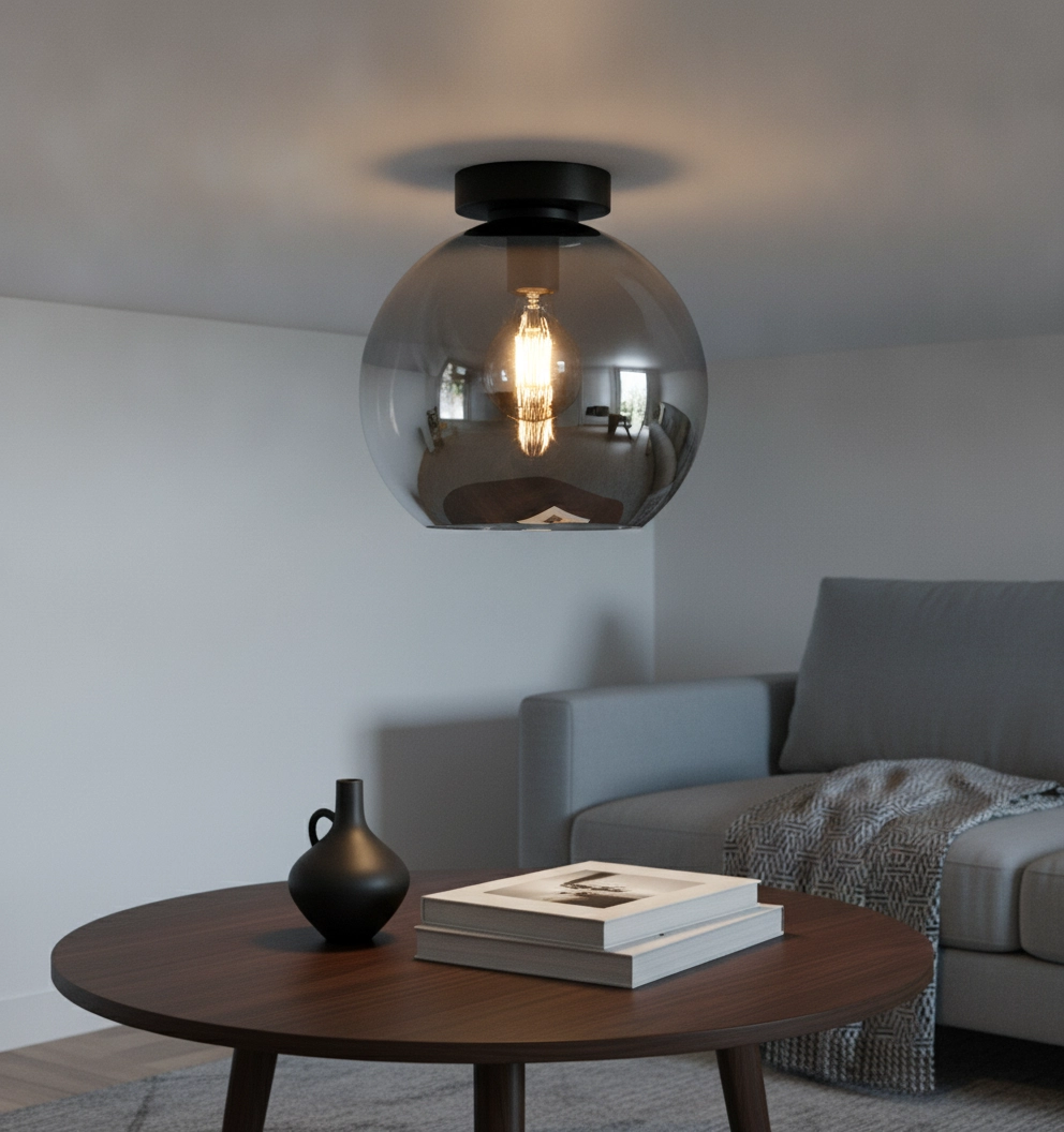 Ceiling light Marino titanium glass Ø 25cm