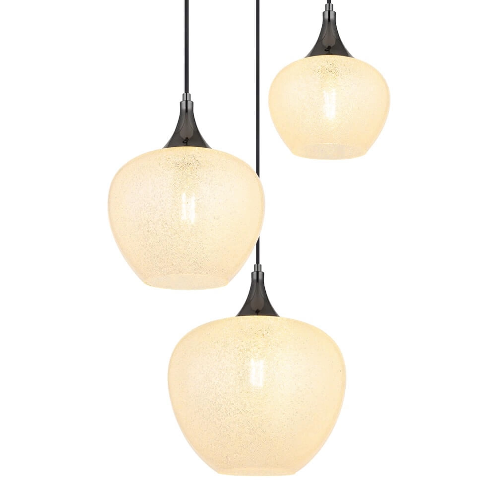 Anthracite pendant lamp Maxy with white glass 3-light Ø 49cm Globo 9007371453177