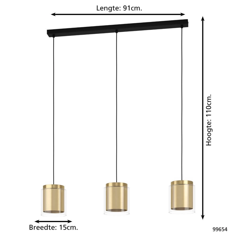 Dining table lamp Lagunitas gold with glass Eglo 9002759996543