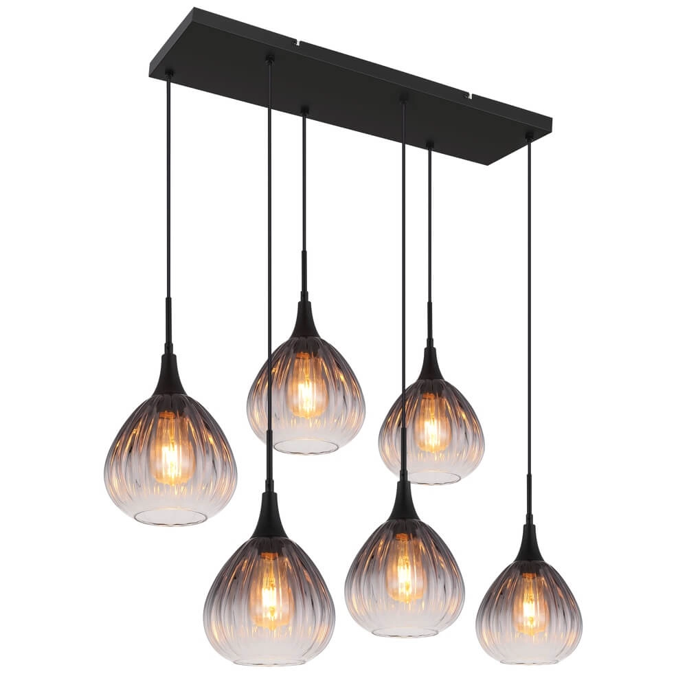 Black pendant lamp Olsen 6-light