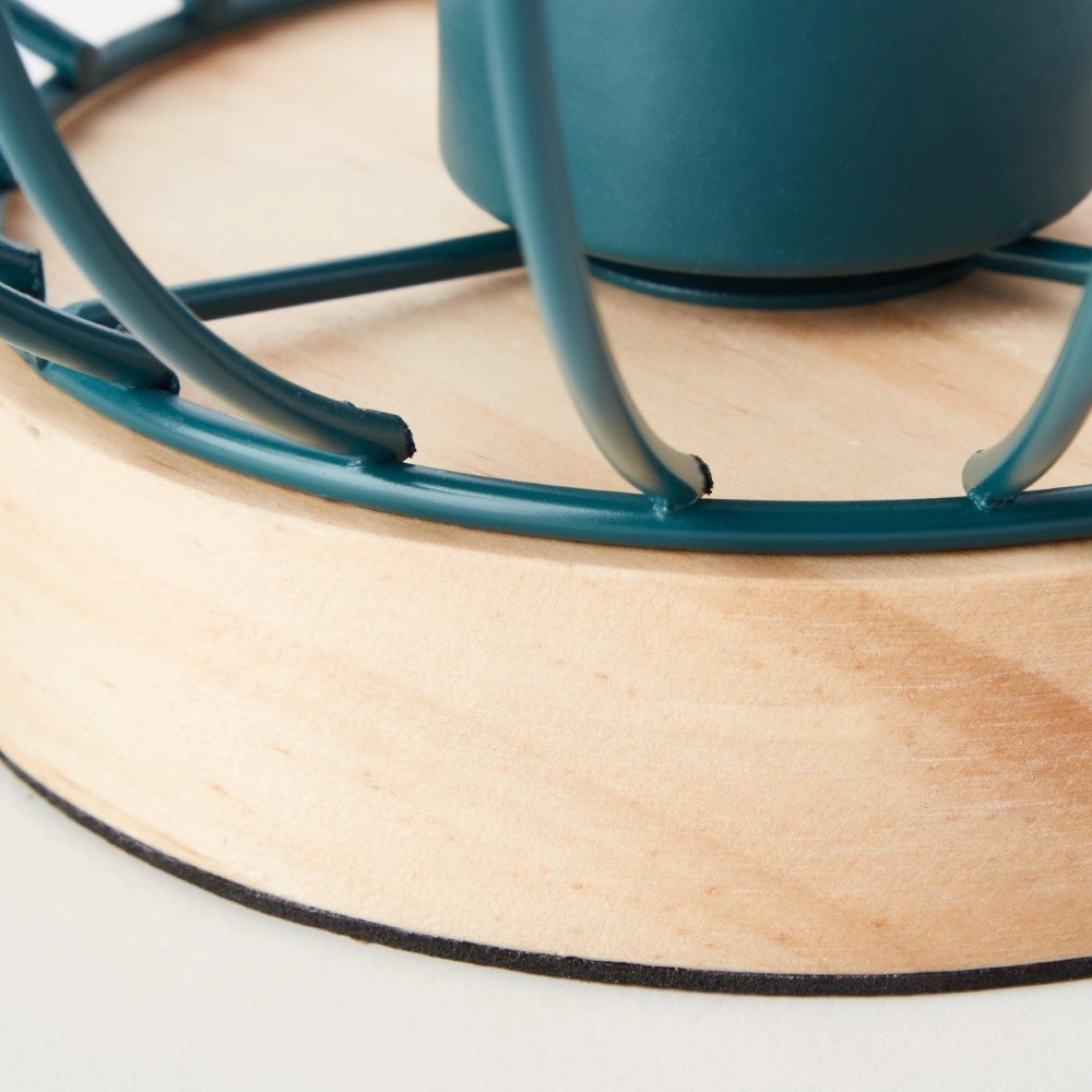 Table lamp Sorana turquoise with wood Brilliant 4004353378676
