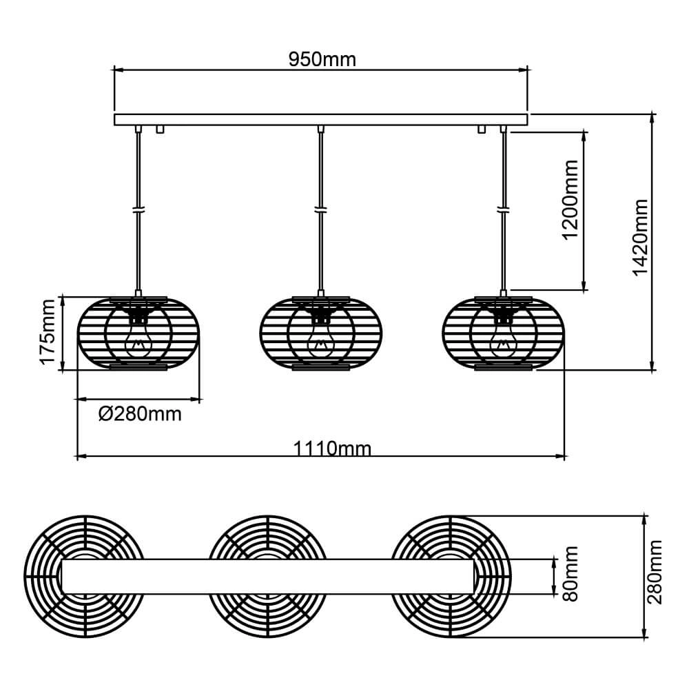Rattan dining table hanging lamp Woodball Brilliant 4004353413797