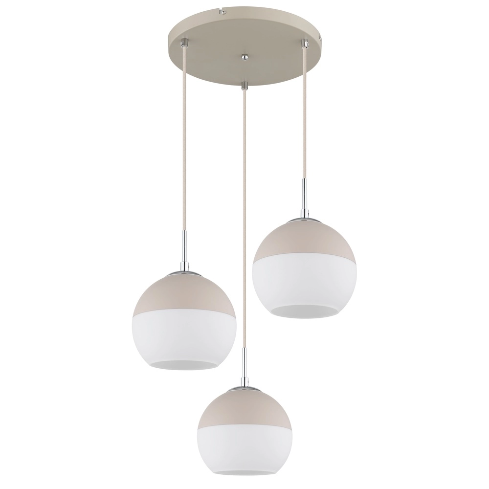 3-light pendant lamp Ragusa round sand brown Globo 9007371575787