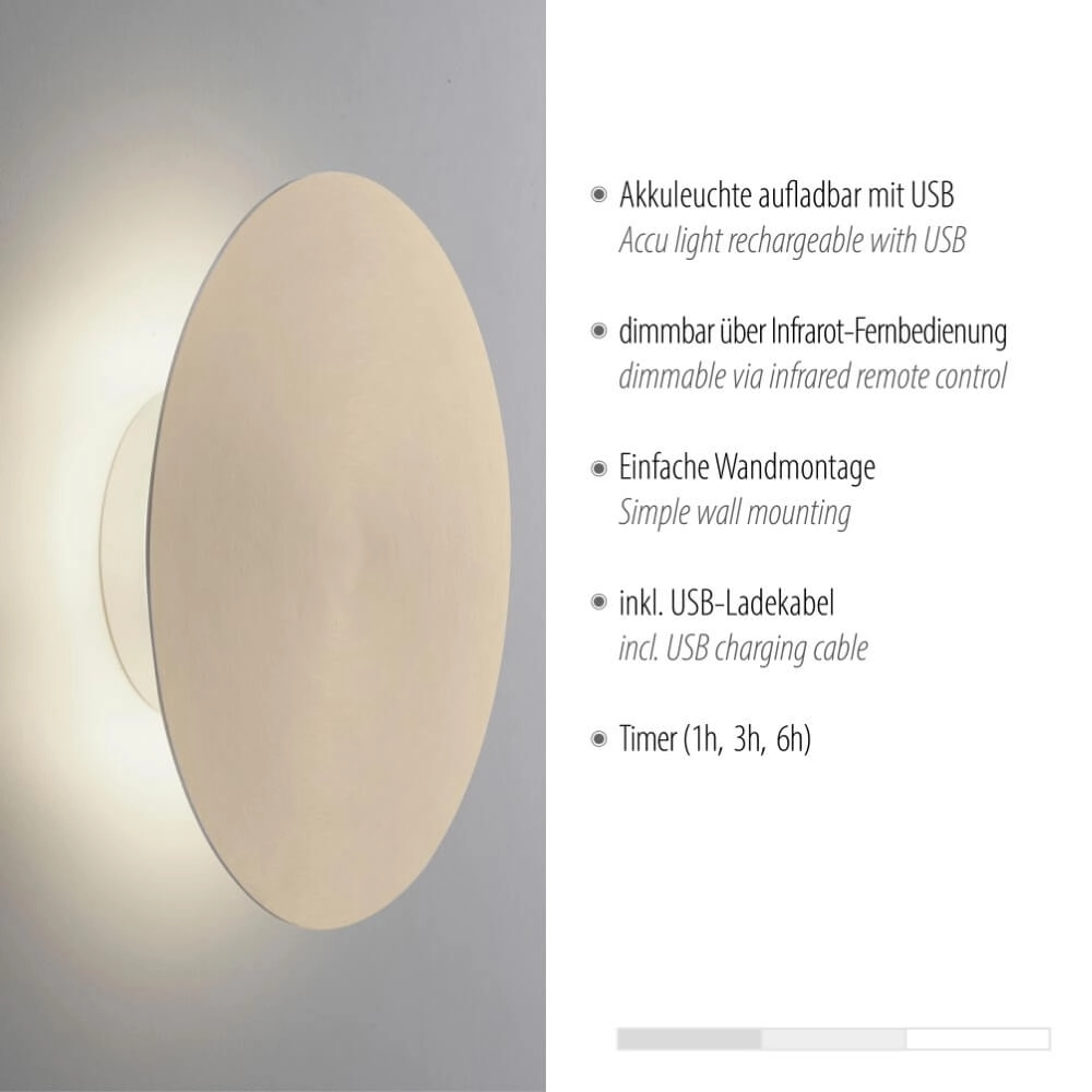 Design wall lamp Akku Puntua Ø 25cm brass Paul Neuhaus 4012248372524