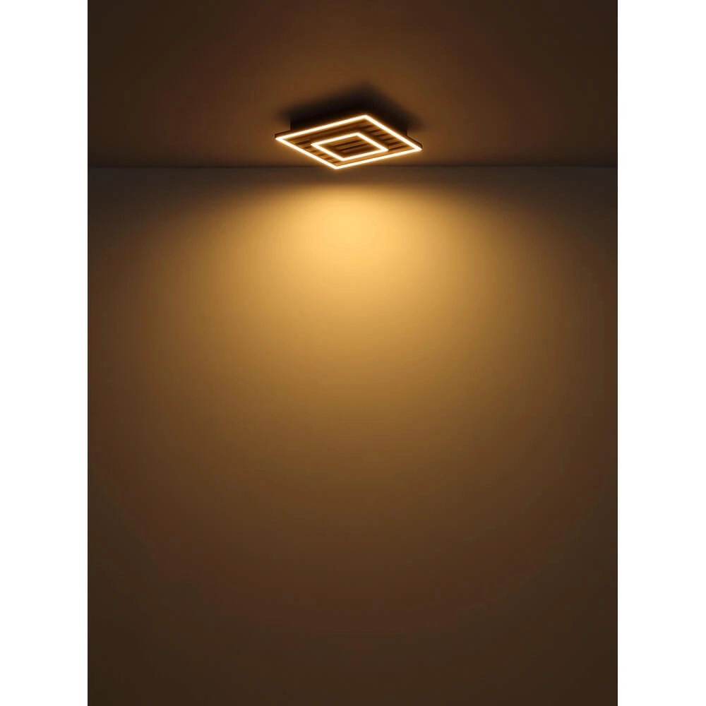 Ceiling lamp Woody black with wood rectangle Globo 9007371513574