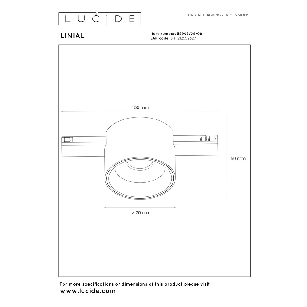 1-fase railspot Linial Lux mat zwart chroom Premium by Lucide 5411212552327