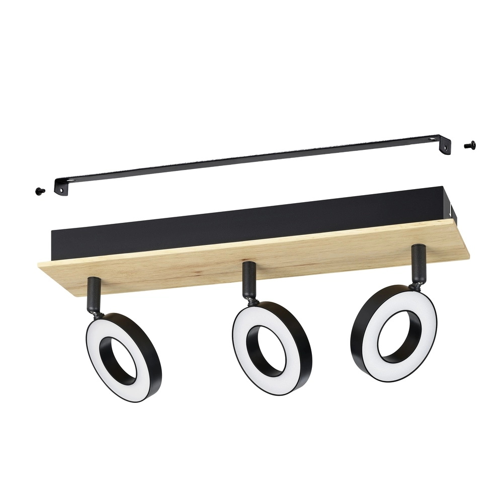Led ceiling light Rielves 3-light with wood Eglo 9008606313723