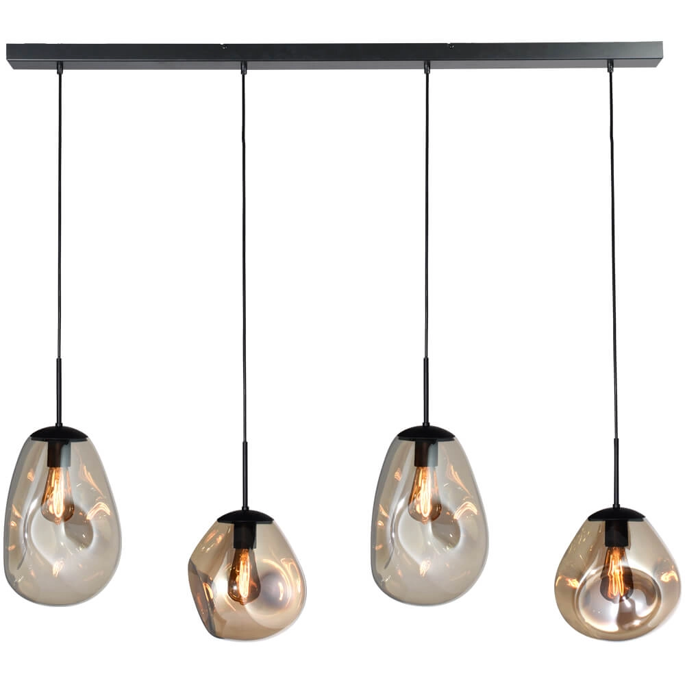 Hanging lamp Lava 4x gold glass