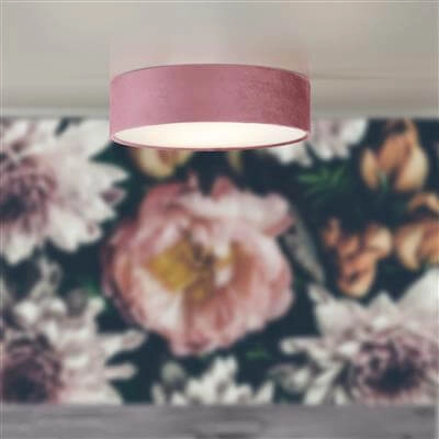 Ceiling lamp Drum Pleat 38cm velvet pink Searchlight 5053423187211