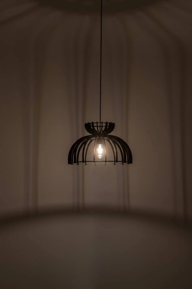 Wooden hanging lamp Kymi Ø 48cm - black Lyora 5903139105750