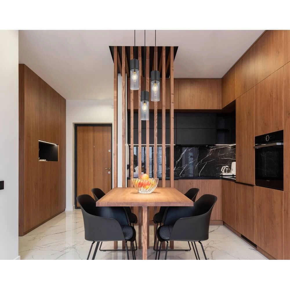 Sleek pendant lamp Annika 3-light black round Globo 9007371442768