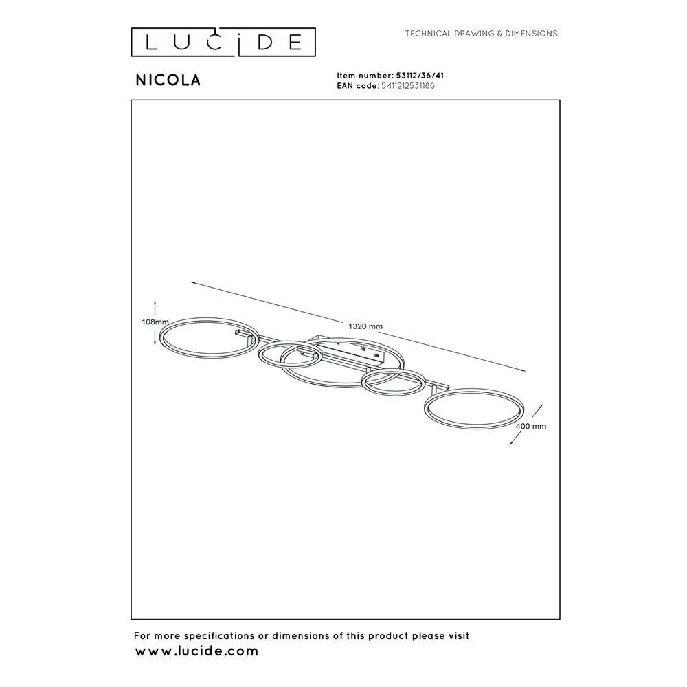 Modern ceiling lamp Nicola sand brown Lucide 5411212531186