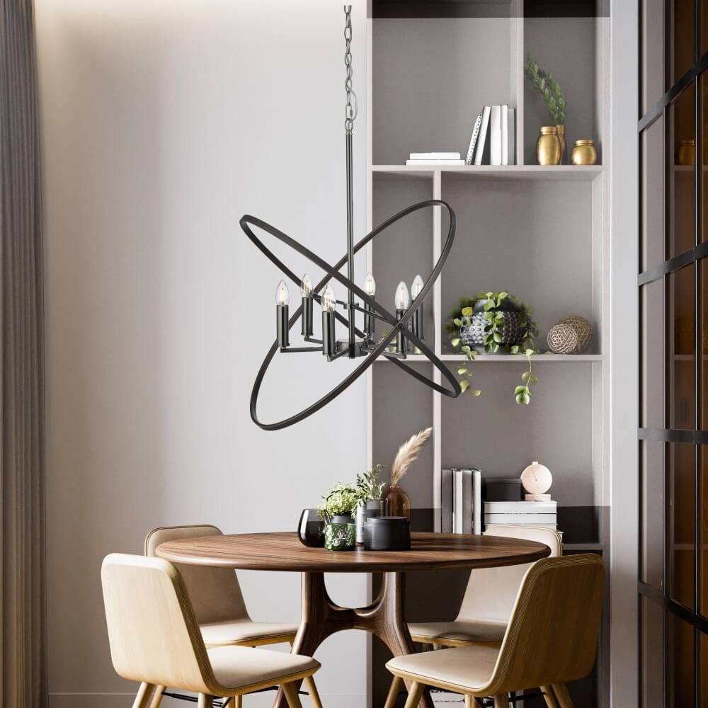 Black Classic Pendant Lamp Hoopla 6-light Searchlight 5053423135519