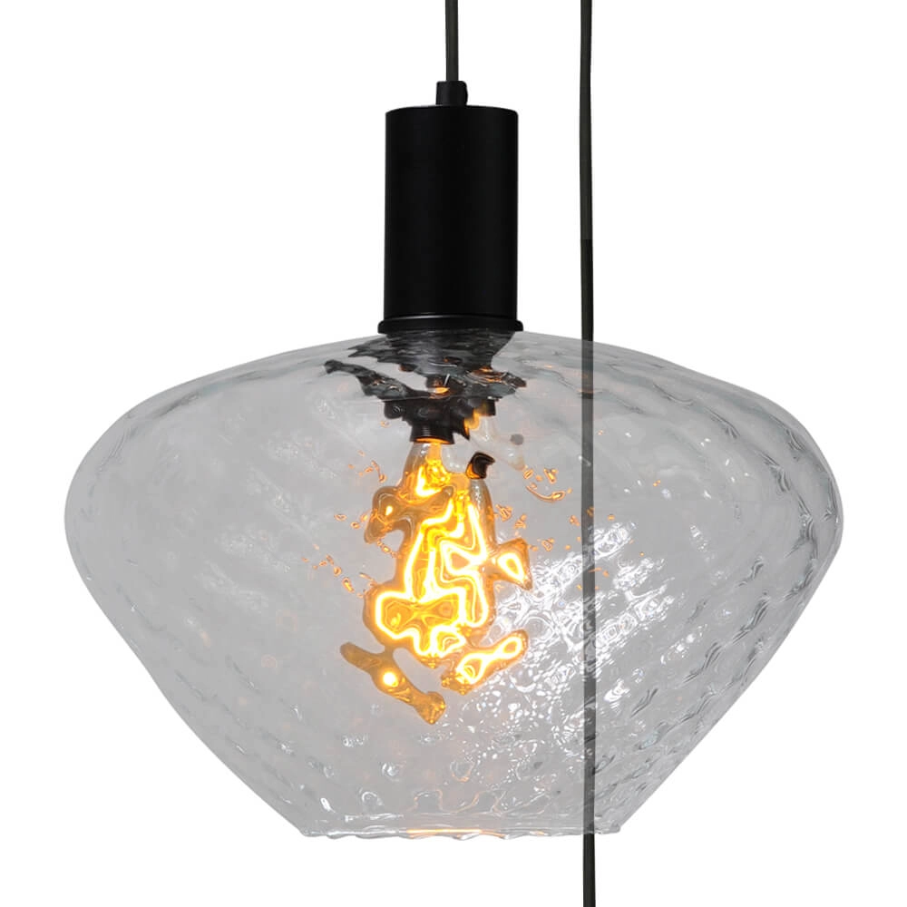 3-light loft hanging lamp - black - Porto with Blossom clear lenses Masterlight 8718121270784