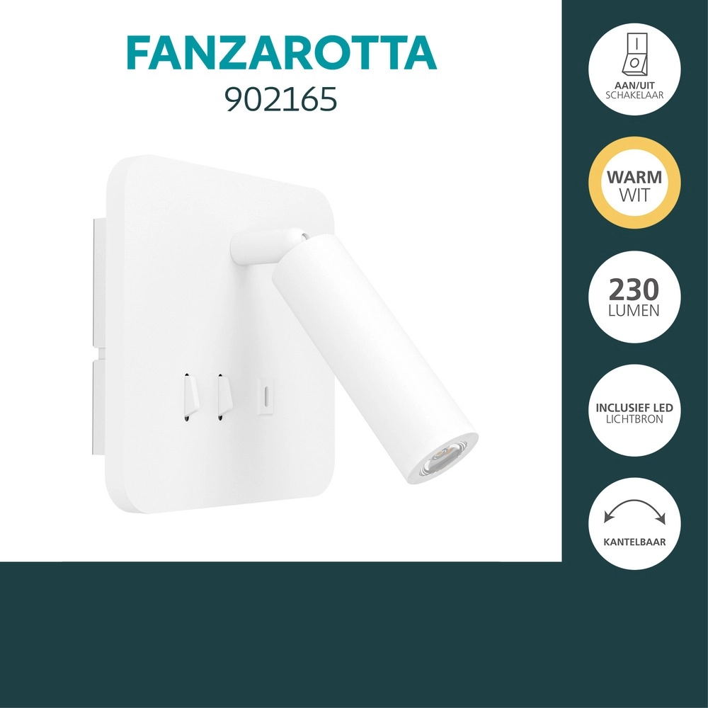 Bedside lamp Fanzarotta white square Eglo 9008606356850