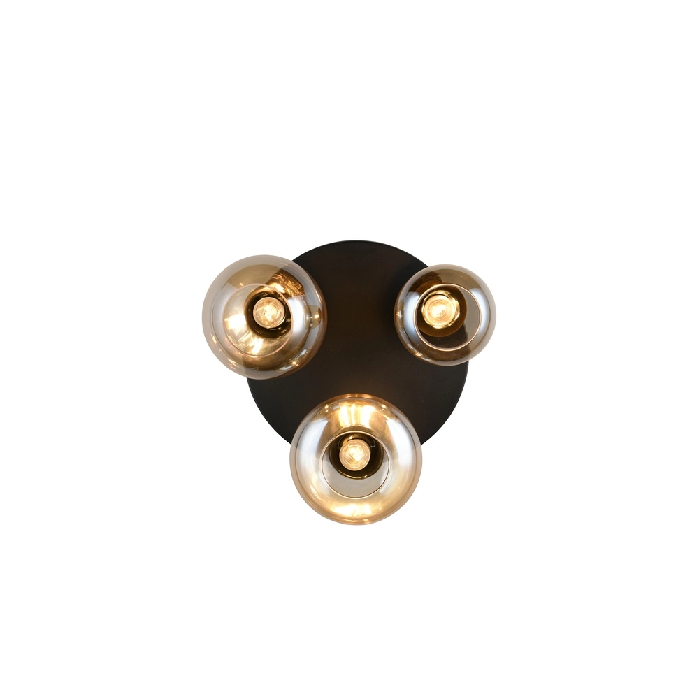 3-light ceiling lamp Lumina black with amber glass Trio 4017807663150