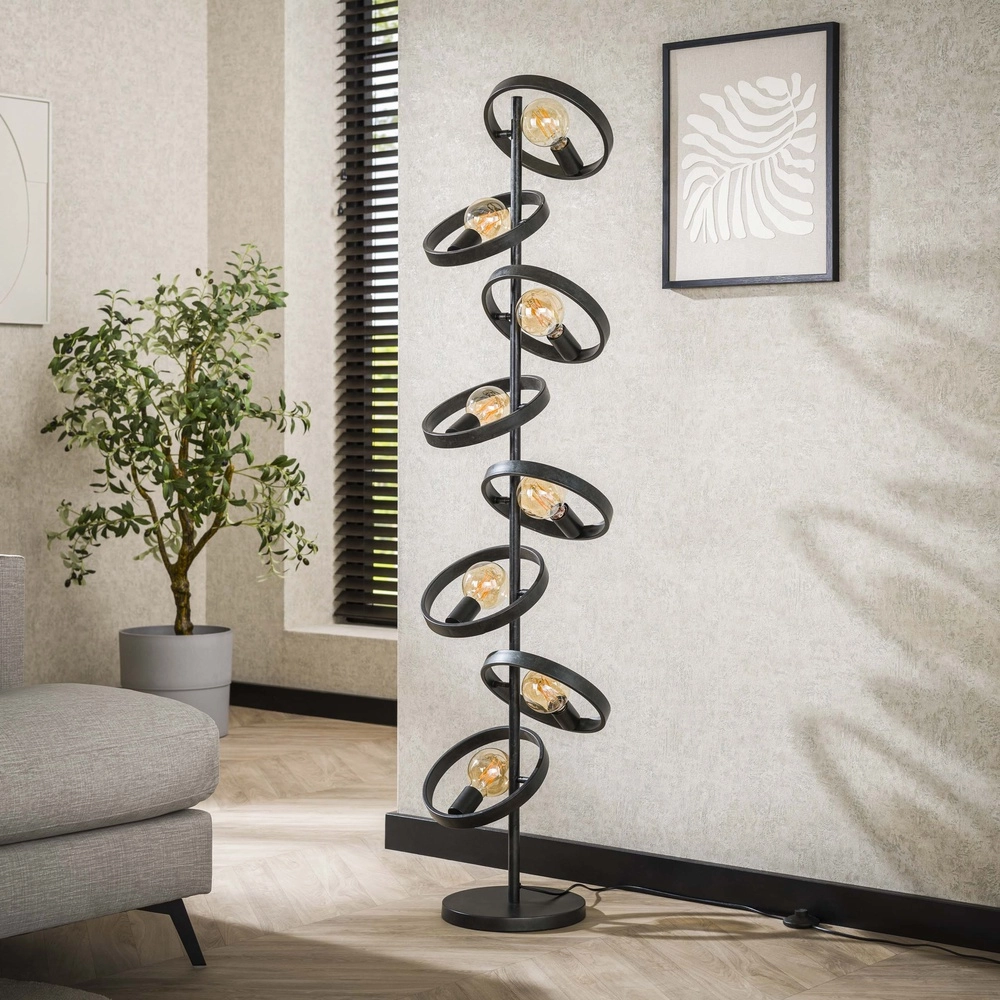 Rings floor lamp Hover 160cm - 8x E27 - charcoal Lyora 8716803513327