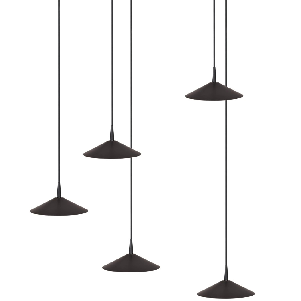 5-light pendant lamp Ceppo black Ø 18cm round Masterlight 8718121358697