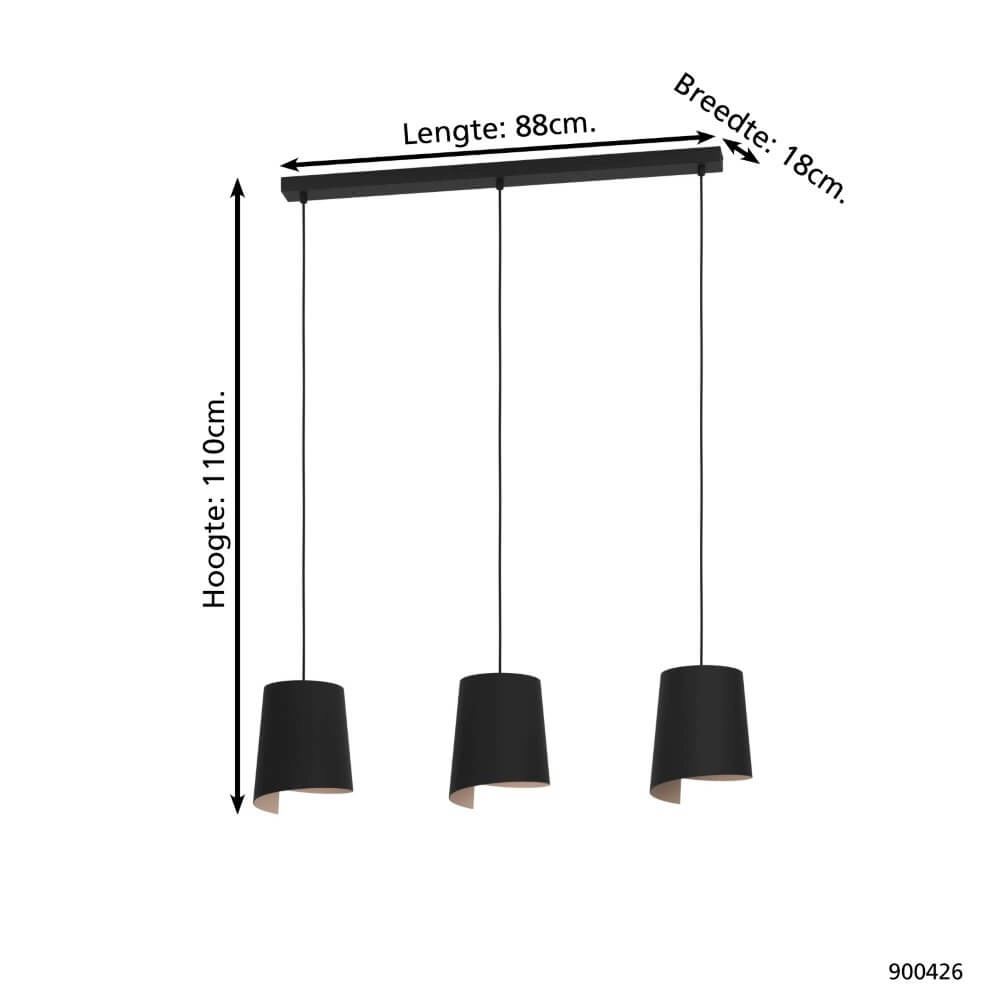 Dining table hanging lamp Bolivia 3-light Eglo 9008606243860