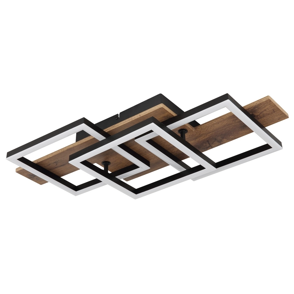 Design ceiling lamp Jeffry black with wood 58cm Globo 9007371510597