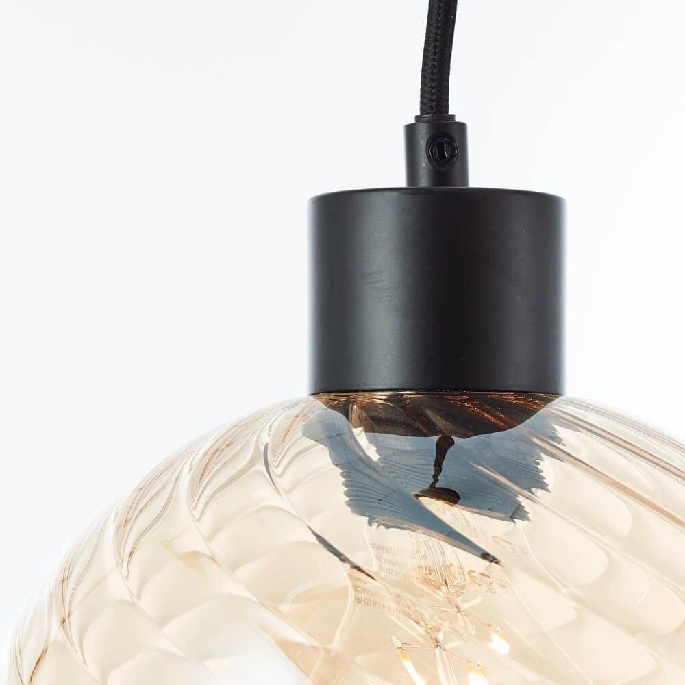 6-light pendant lamp Casto black with amber glass Brilliant 4004353446887