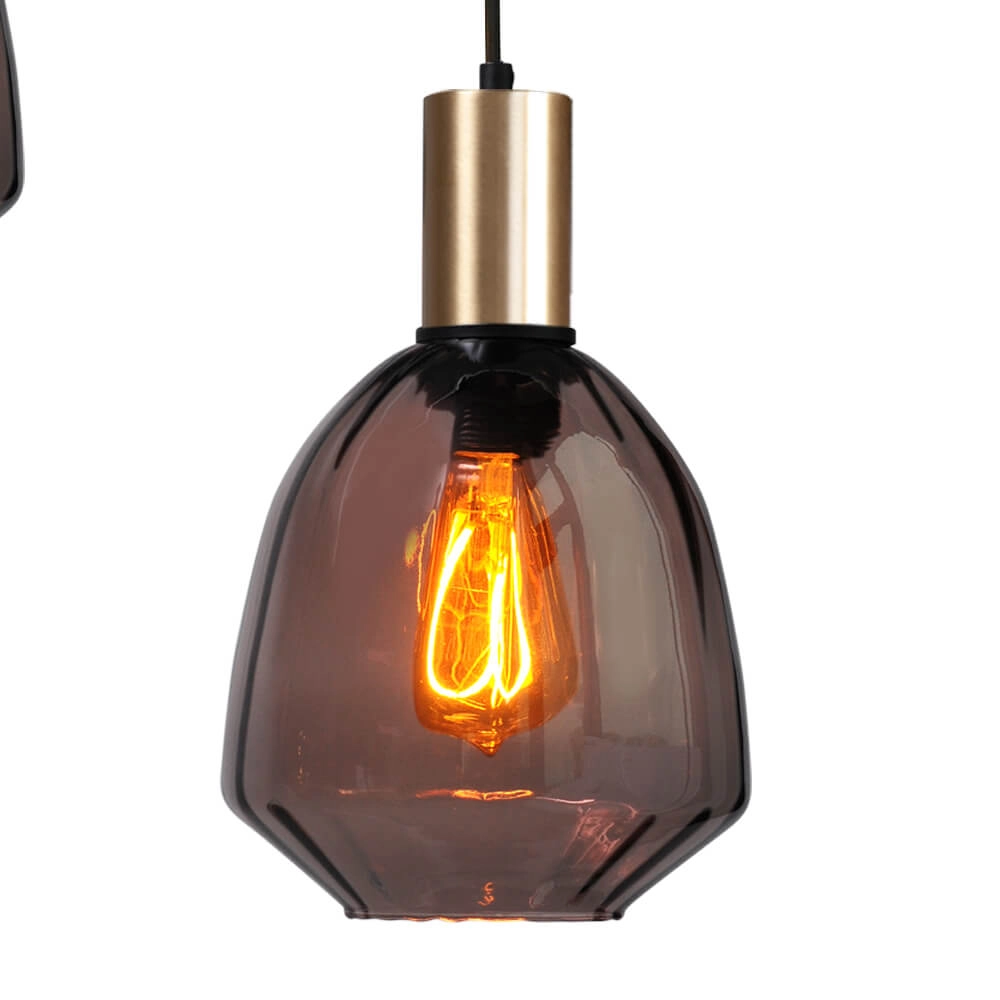 3-light loft hanging lamp - gold - Porto with Nicolette red glasses Masterlight 8718121270913
