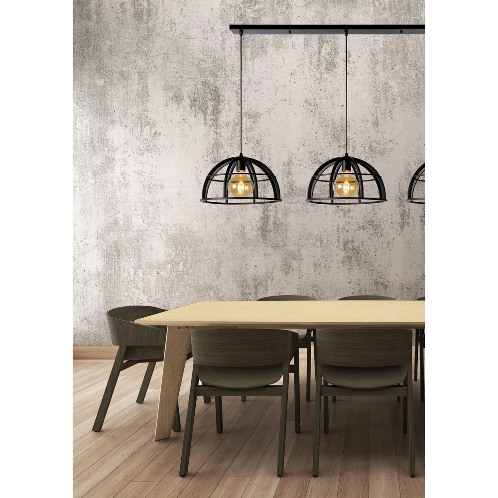 3-light pendant lamp Dikra Industrial Black Lucide 5411212761026