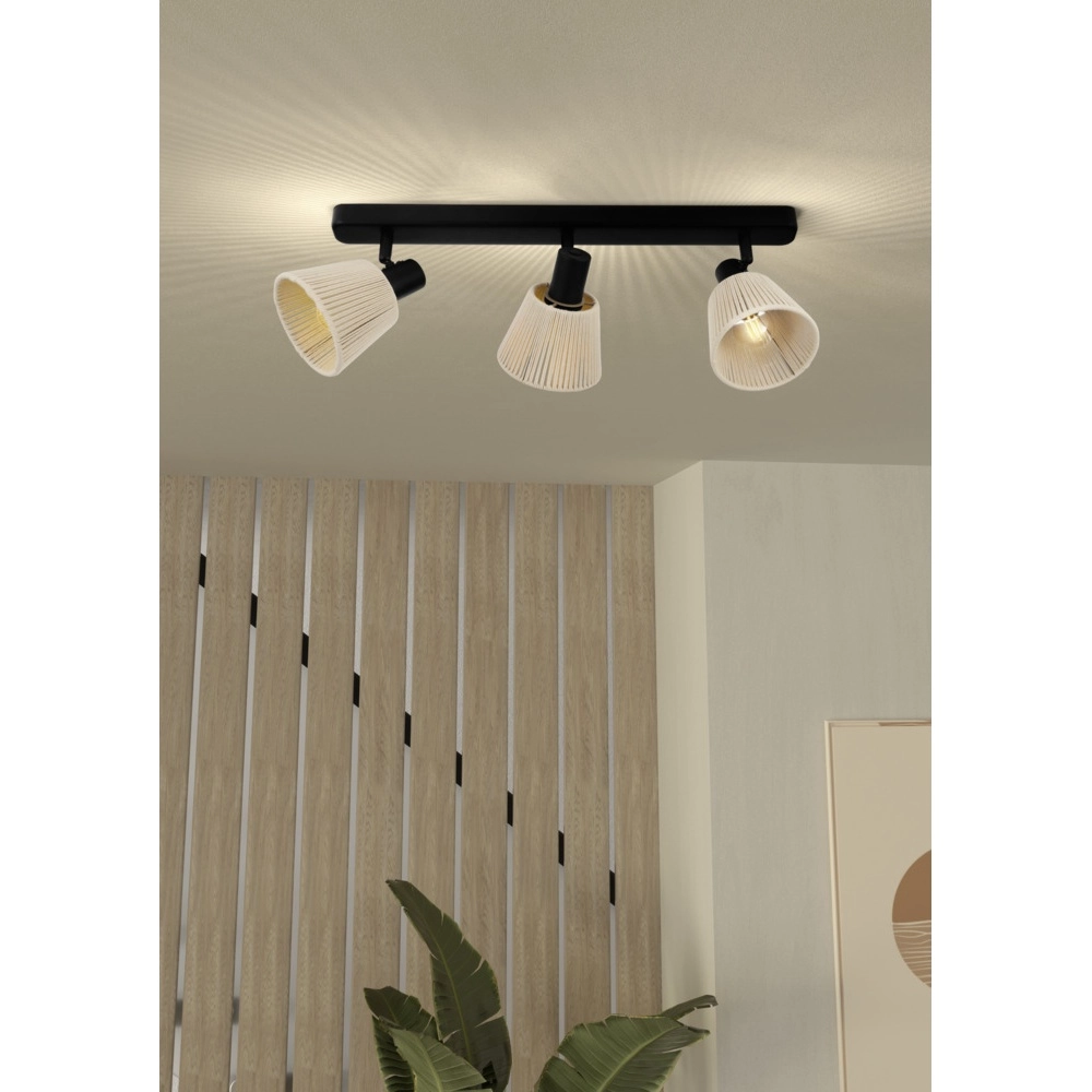 Ceiling lamp Seagard black with rattan 3-lights Eglo 9008606359844