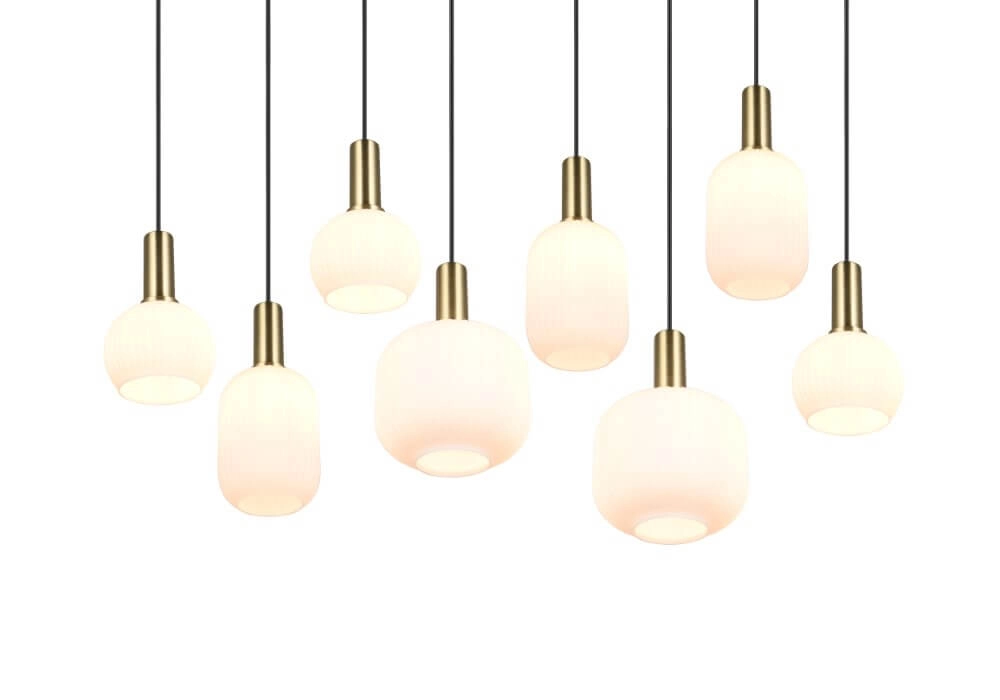 Dining room pendant lamp Diva 8-light - white glass Trio 4017807614527
