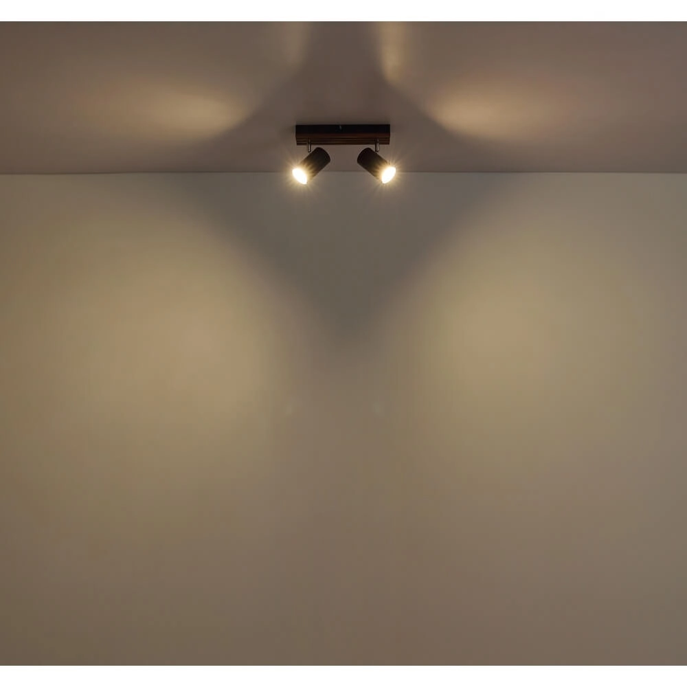 Ceiling lamp Kayden Double black with wood Globo 9007371528448