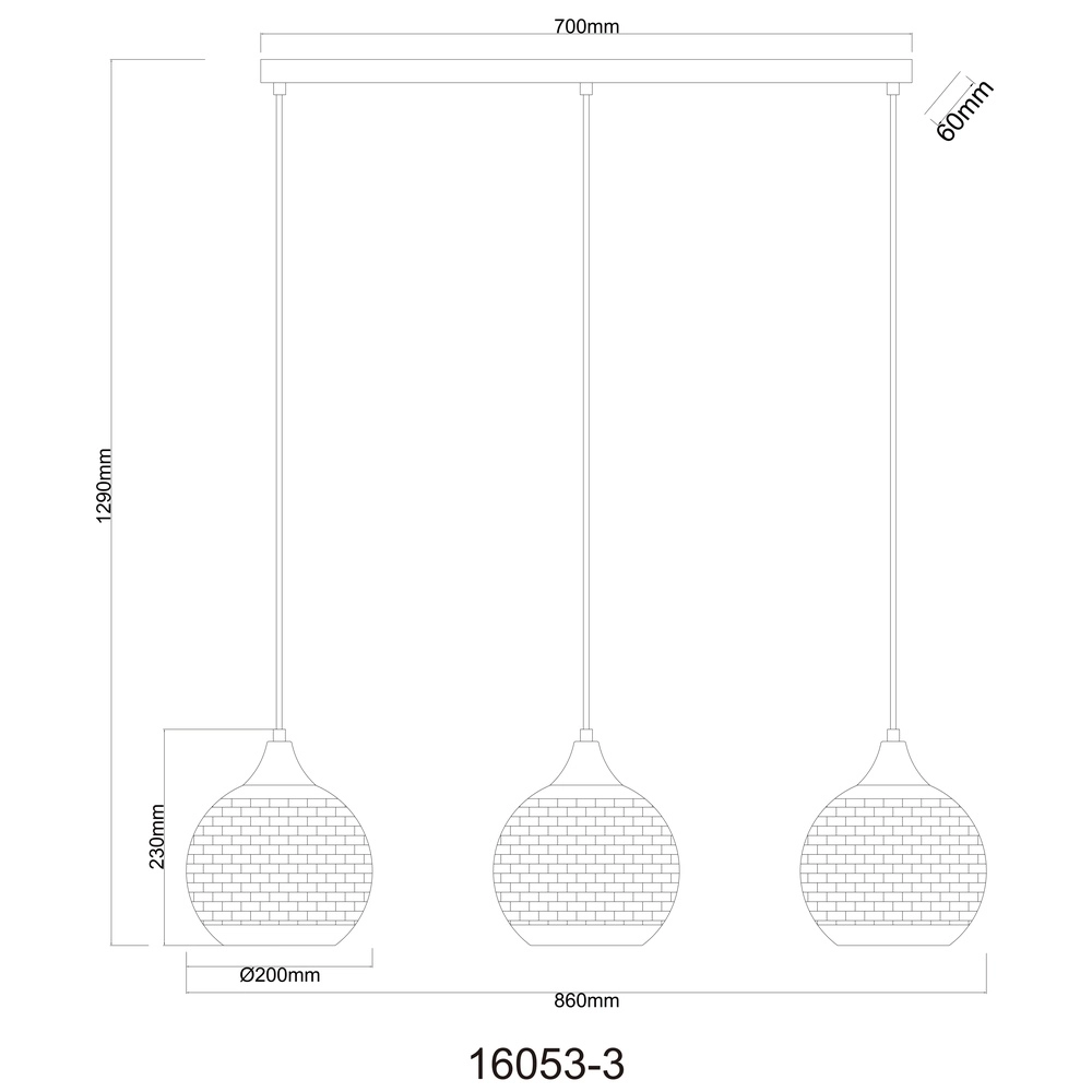 3-light pendant lamp Lourdes white Globo 9007371509072