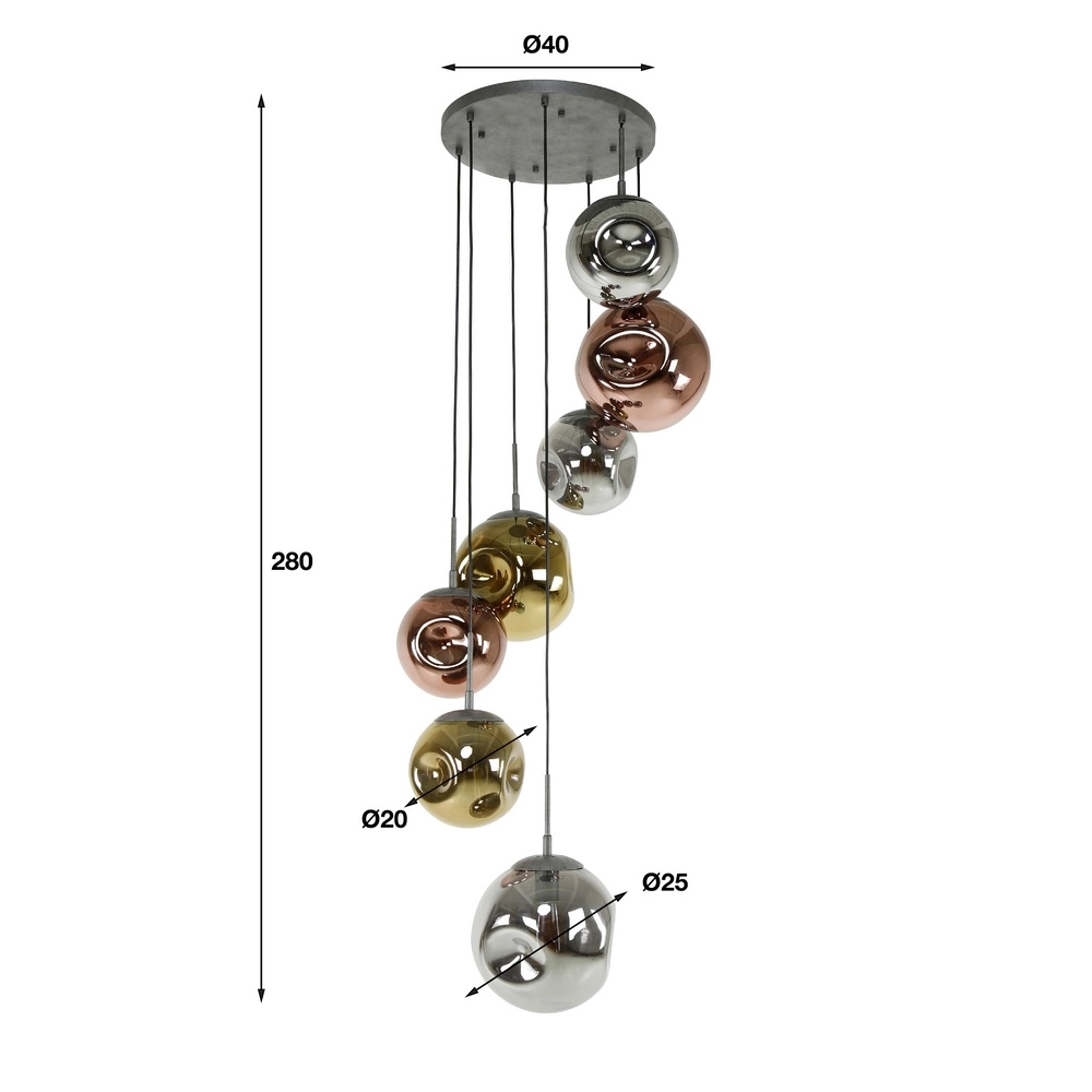 Vide pendant lamp Stellar 7 glass balls Lyora 8716803511699