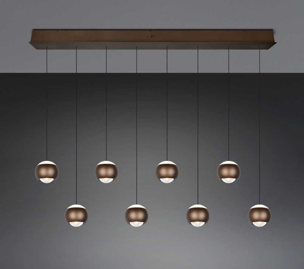 8-light LED pendant light Orbit Dining Table - Platinum Brown Trio 4017807686616