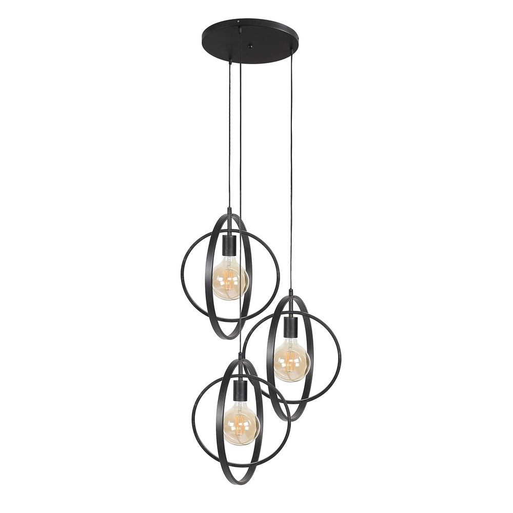 3-light pendant lamp dining table Turn Ø 40cm - charcoal - excl E27 Lyora 8716803513143