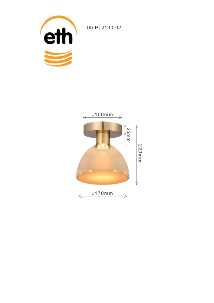 Golden ceiling lamp Lisa Ø 17cm ETH 8720195310228