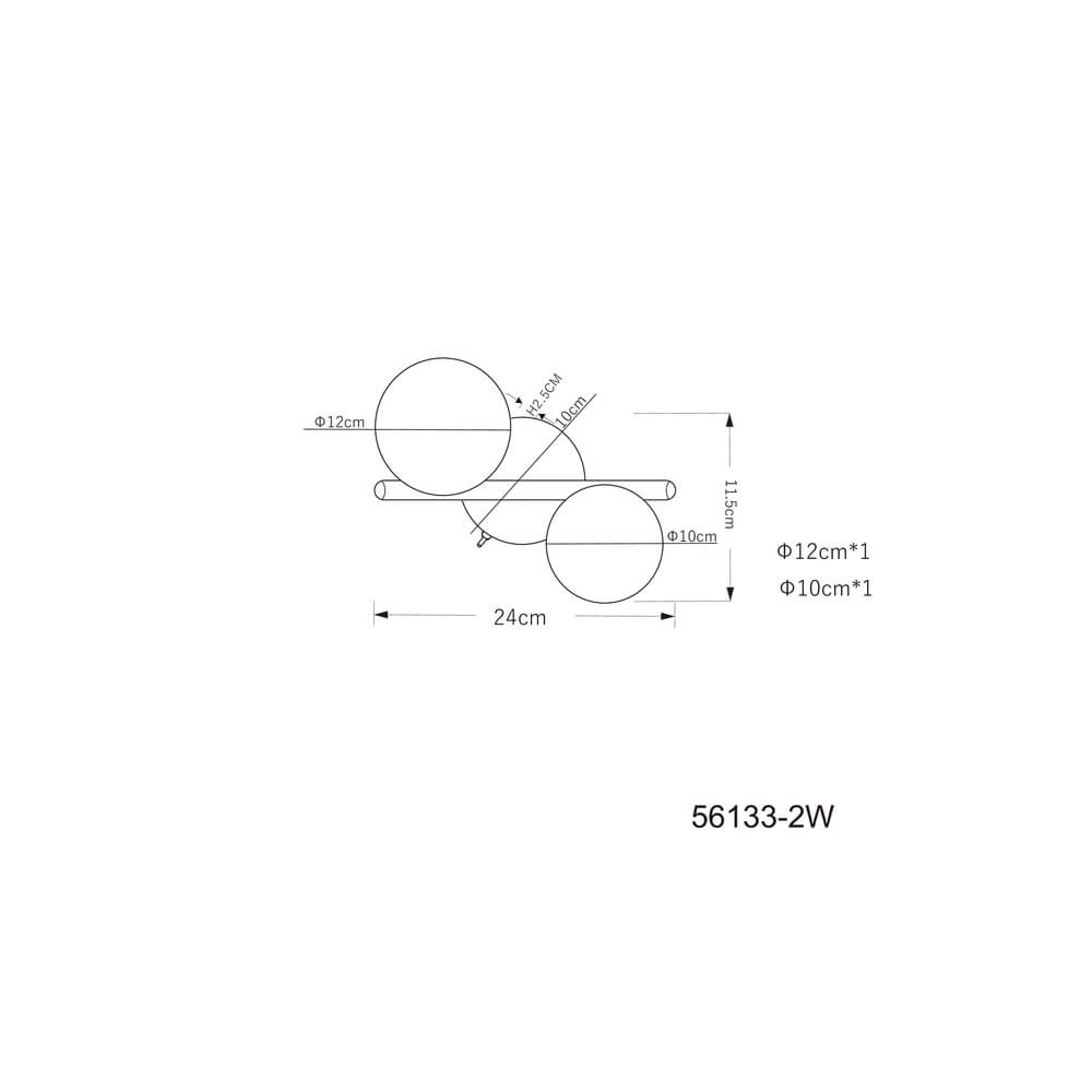 Black wall lamp Riha 2-light Globo 9007371434237