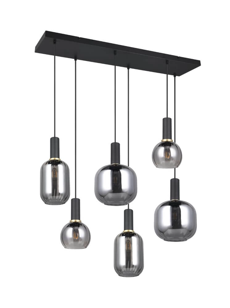 Dining room pendant lamp Diva 6-light - smoke glass Trio 4017807614572