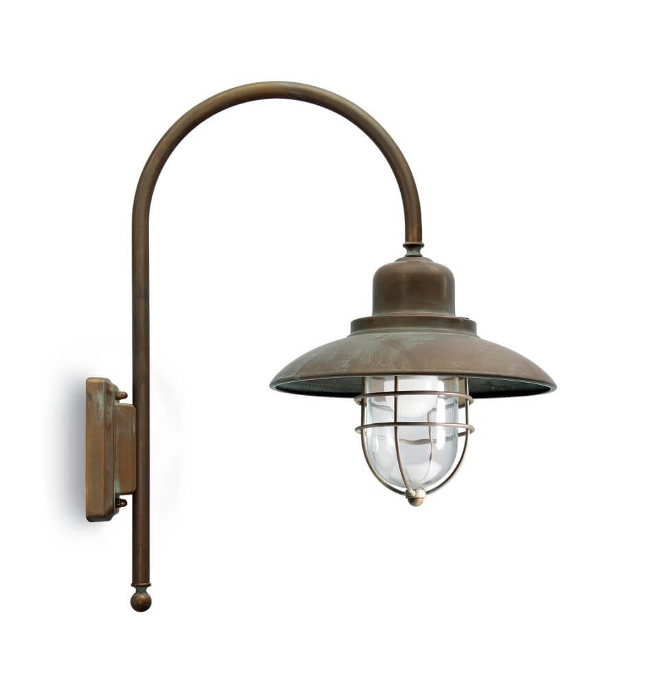 Rural outdoor lamp Patio Cage aged brass