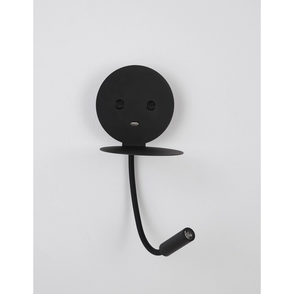 Bedside lamp Eclip Black with USB Lyora 5212017423696